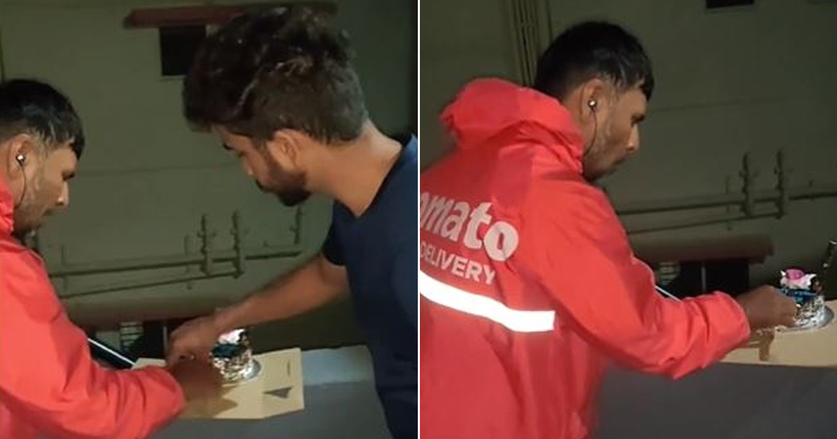 Watch: Zomato Delivery Agent Cuts Cake After Delivering It, Wins Hearts