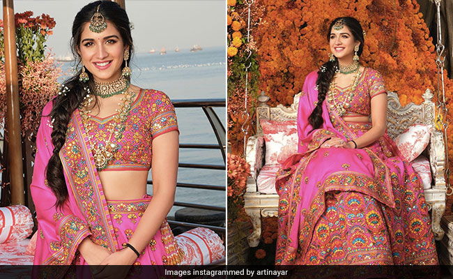 Radhika Merchant Blooms In The Glory Of Her Bright Pink Floral <i>Lehenga</i> For Her <i>Mehendi</i>