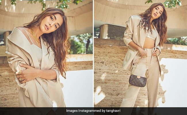 Pooja Hegde's Beige Pantsuit Is Proof That A Bold, Bright Colour Isn't All That Makes An Impact