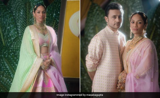 Masaba Gupta Is A Dreamy Bride In An Understated Pink And Lime Green <i>Lehenga</i>