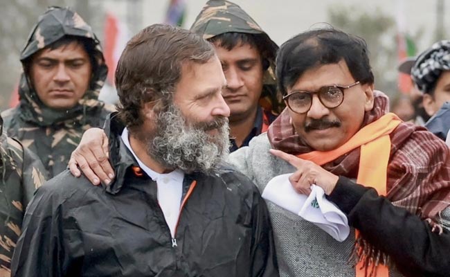 Team Uddhav's Sanjay Raut Joins Rahul Gandhi's Bharat Jodo Yatra In Kashmir