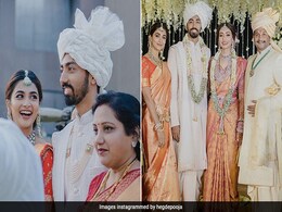 Pooja Hegde Wore An Orange Kanjivaram Saree To Her Brother's Wedding. See Pics   Pooja Hegde Wore An Orange Kanjivaram Saree To Her Brother's Wedding. See Pics