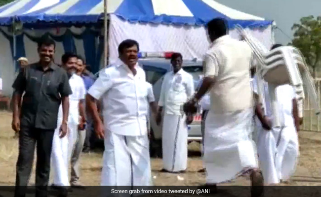 Video Of Tamil Nadu Minister SM Nasar Throwing Stone At Party Workers Goes Viral