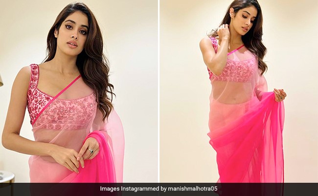 Janhvi Kapoor Is Dreamy In All Shades Of Pink In A Sheer Ombre <i>Saree</i>