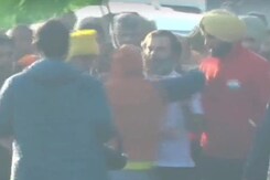 Video: Security Breach At Rahul Gandhi Yatra, Man Hugs Him, Pulled Away Video: Security Breach At Rahul Gandhi Yatra, Man Hugs Him, Pulled Away
