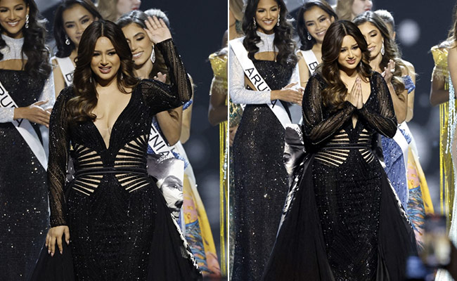 Miss Universe 2021 Harnaaz Sandhu's Black Gown Gives Us A Stunning Surprise