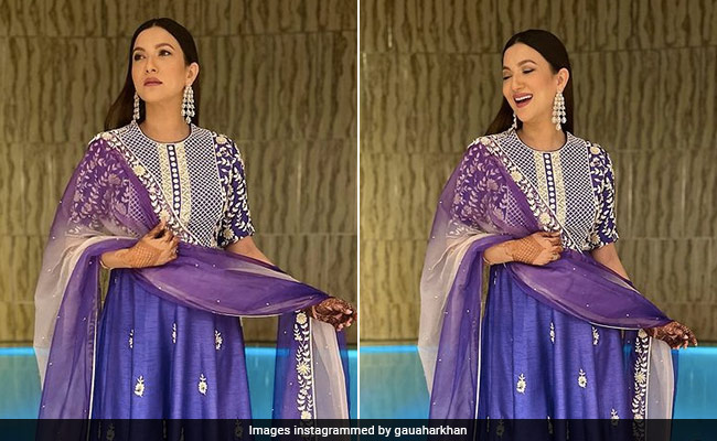 Gauahar Khan Is A Festive Delight And It Is All Because Of Her Deep Purple <i>Anarkali</i>