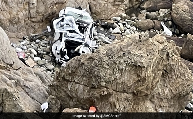 4 Injured As Tesla Plunges 250 Feet Off Cliff In US