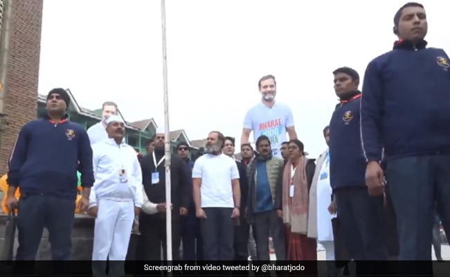 Rahul Gandhi Raises Indian Flag In Srinagar On Last Day Of March