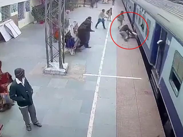 Watch: Railway Cop Rescues Man From Being Run Over By Train In Bihar