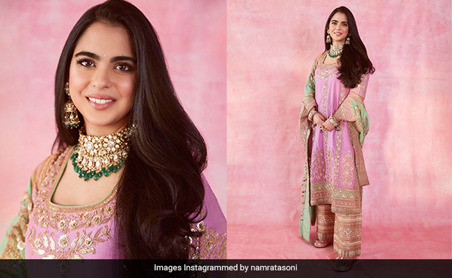 Isha Ambani Is The Epitome Of Elegance In A Purple And Green <i>Salwar Kameez</i> Suit