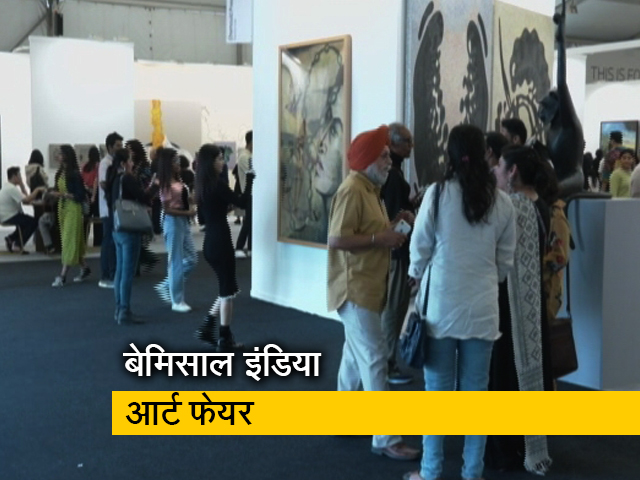 इंडिया आर्ट फेयर में कलाकरों के हुनर को देखने पहुंचे लोग