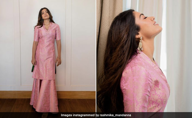 Rashmika Mandanna's Weekend Starts On A Pretty Ethnic Note In A Beautiful Pink Sharara Set