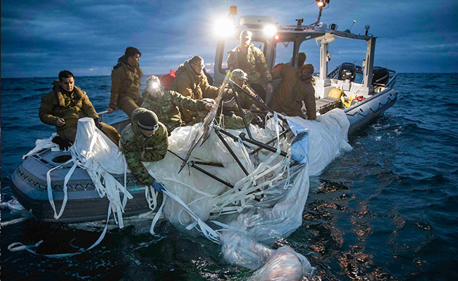 Pics: US Navy Releases First Images Of Chinese Balloon Debris