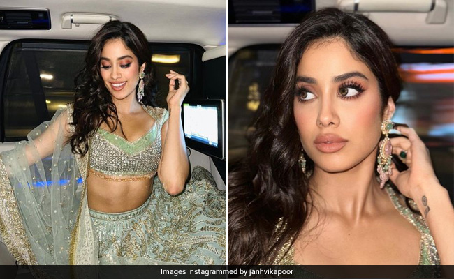 Janhvi Kapoor's Green <i>Lehenga</i> Looks Glorious With Her Monochrome Brown Makeup