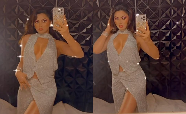 Urvashi Rautela In A Shimmery Silver Co-Ord Set Is Giving Us Saturday Night Fever