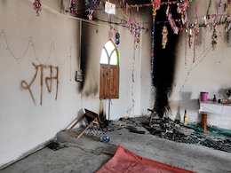 Church Torched In Madhya Pradesh Village, "Ram" Written On Wall Inside Church Torched In Madhya Pradesh Village, "Ram" Written On Wall Inside