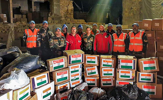 Indian Army Team Delivers Quake Relief Material To Aleppo, Syria