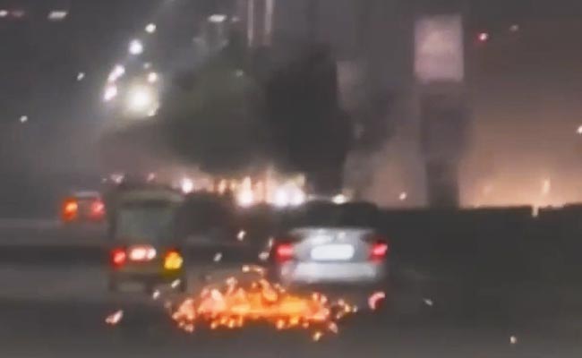 On Camera, Car Hits Parked Motorcycle, Drags It For Over 3 Km In Gurugram