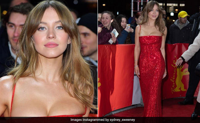 Sydney Sweeney In A Sparkling Red Miu Miu Gown Looks Absolutely Remarkable On The Red Carpet