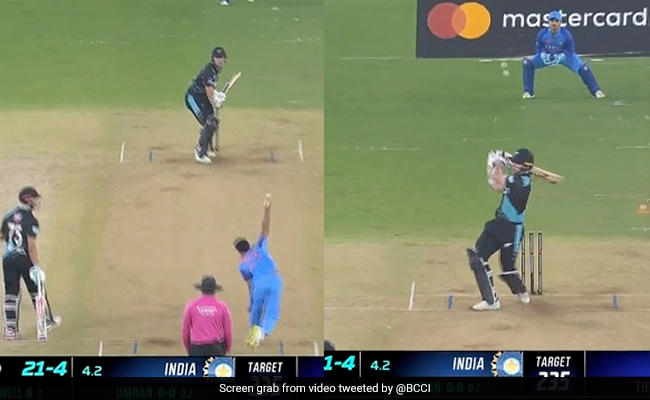 'आग का गोला', उमरान मलिक की बुलेट बॉल को झेल नहीं पाया बल्लेबाज, 30 गज दूर जाकर गिरी बेल्स, देखें Video
