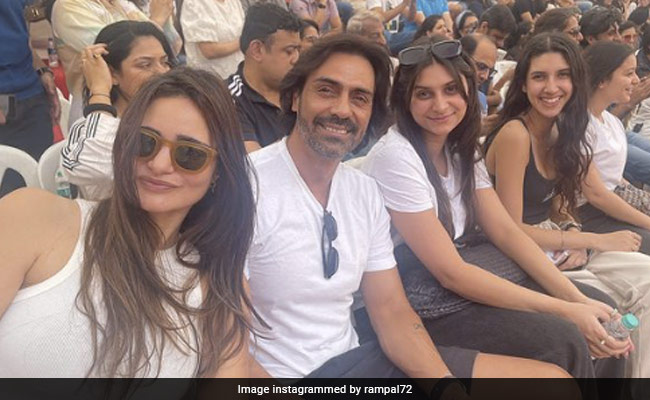 Arjun Rampal Attends Son Arik's Sports Day With Girlfriend Gabriella And Daughters Mahikaa-Myra