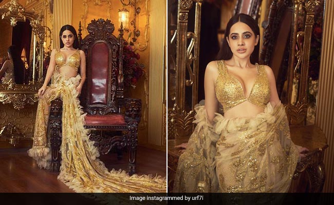 Uorfi Javed's Gleaming Abu Jani Sandeep Khosla <i>Saree</i> Is A Fashion Moment In The Works