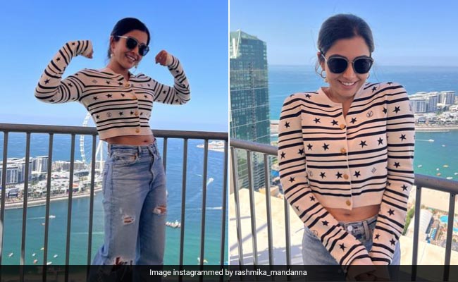 Rashmika Mandanna's Nautical Style Sails Away In A Rs 1.78 Lakh Cardigan, Jeans