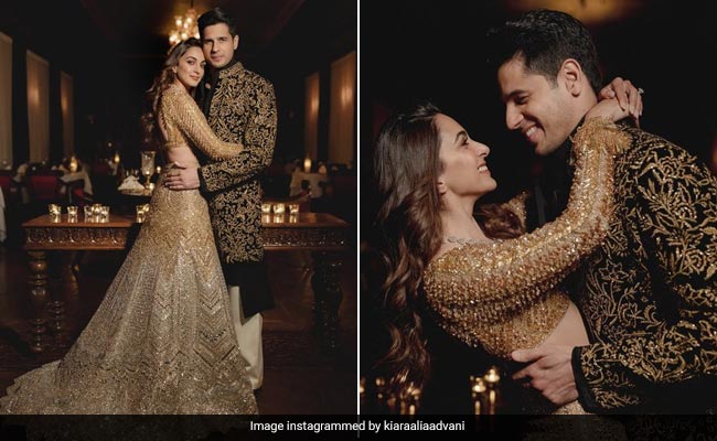 There's "Something Really Special" About Kiara Advani And Sidharth Malhotra In Dazzling Black And Gold Ethnic Ensembles For Their Sangeet