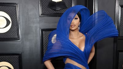 cardi b blue dress grammys 2023 Cardi B spun her magic at the Grammys while on the red carpet in an electric blue Gaurav Gupta gown : Bollywood News