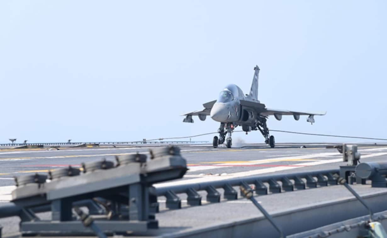 Watch: Aircraft Carrier INS Vikrant Crosses Milestone With First Fixed Wing Aircraft LCA Tejas, MiG-29K Landing On Deck