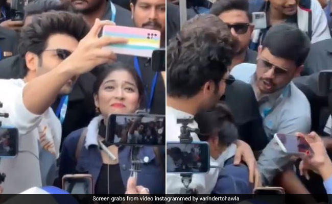 Viral: Kartik Aaryan's Close Encounter - Crying Female Fan Hugs Him, Security Team Pull Her Away