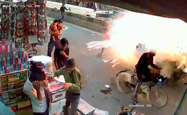 On Camera, E-Rickshaw Blows Up During Firecracker Drop In Noida, 1 Dead