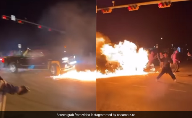 Street Race In US Leads To Chaos As Spectators Catch Fire