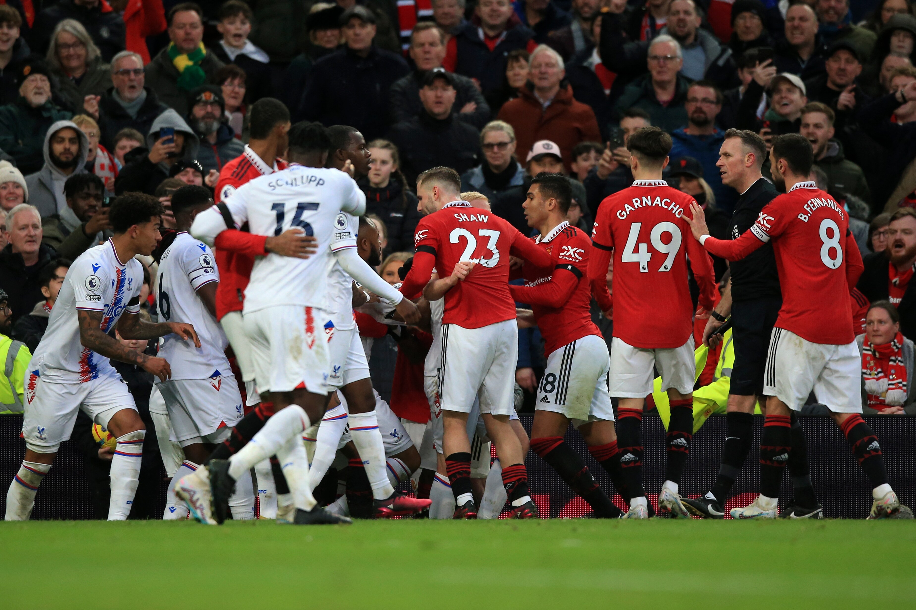 Watch: Casemiro Receives Red Card After 'Choking' Opponent During PL Match