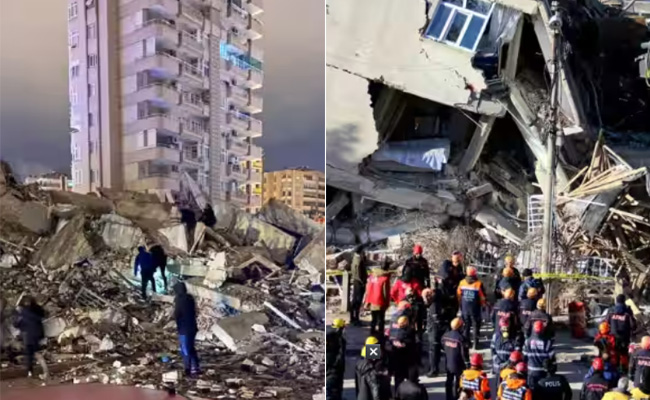VIDEO: तुर्की के भूकंप का खौफनाक मंजर, महज चंद सेकंड्स में ताश के पत्तों की तरह बिखर गईं बहुमंजिला इमारत