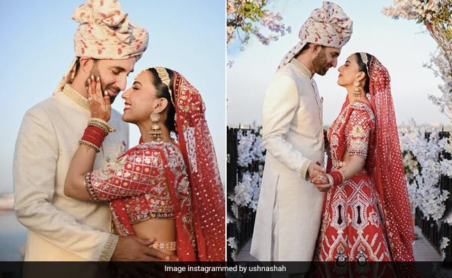 Ushna Shah Is A Glorious Pakistani Bride In A Gorgeous Red <i>Lehenga</i> To Marry Hamza Amin