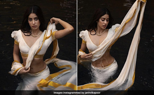 Janhvi Kapoor Is Stylishly Living It Up In Her Glorious <i>Apsara</i> Era In A <i>Kasavu Saree</i>