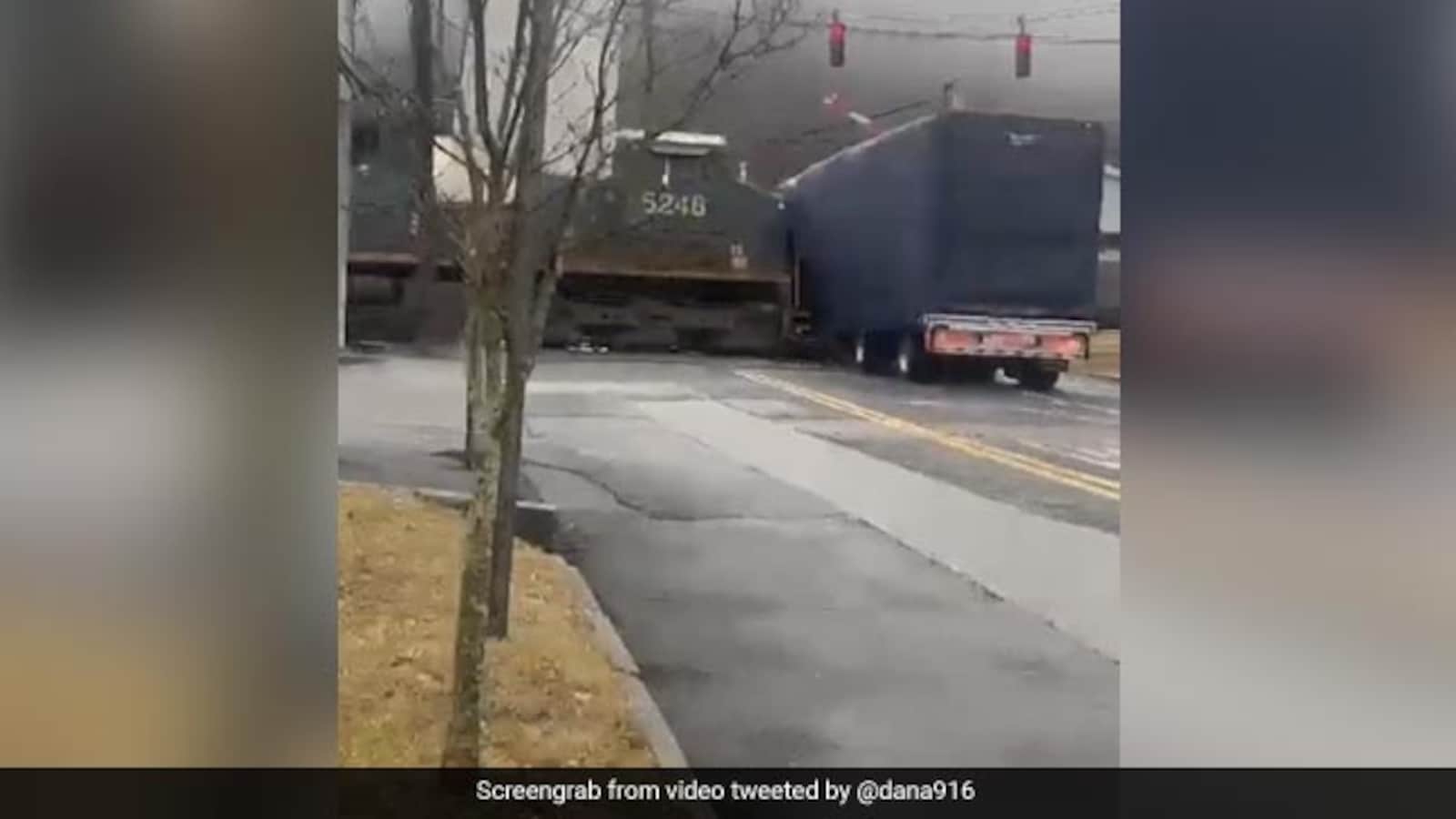 On Camera, Speeding Train Slams Into Truck Stuck On The Tracks In New York