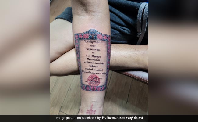 Man Surprises Wife With Tattoo Of Their Marriage Certificate On Arm
