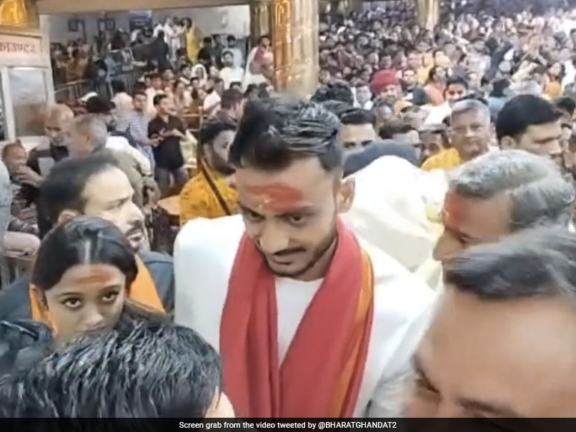 Watch: Axar Patel And His Wife Meha Visit Baba Mahakal Temple In Ujjain