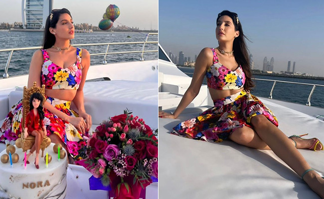 Nora Fatehi's "Birthday Behaviour" Continues In A Bright Floral Co-Ord Dolce And Gabbana Set