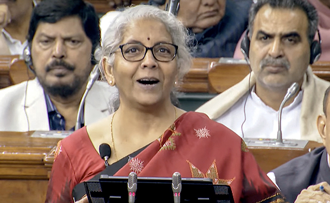 Nirmala Sitharaman presenting the budget