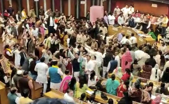 Punches, Kicks In AAP vs BJP Brawl Over 1 Vote At Delhi Civic Body