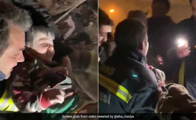 Watch: Little Boy Pulled Out Of Rubble 22 Hours After Turkey Earthquake