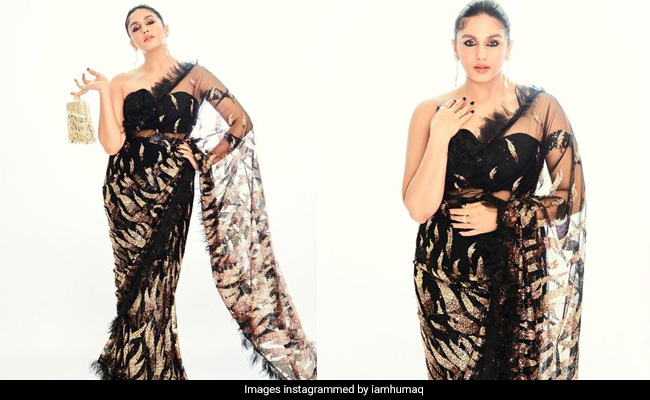 Huma Qureshi's Fluttery Black <i>Saree</i> Is Totally Our Kinda Party Animal