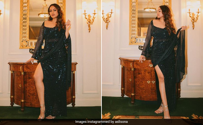 Sonakshi Sinha Reimagines The Black <i>Saree</i> With Crystals In Berlin