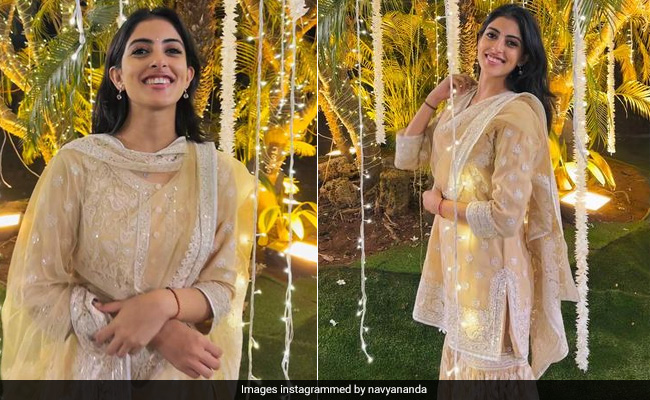 Amongst A Sea Of Bodycons And Minis, Navya Nanda's <i>Chikankari Sharara</i> Lends Refined Ethnic Elegance