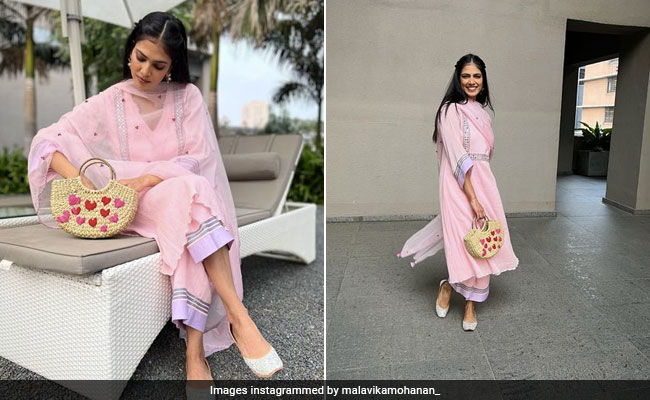 Malavika Mohanan Gives Dresses A Miss For A Pretty Pink Suit, Heart Basket Bag For Her "Valentine's Month Mood"