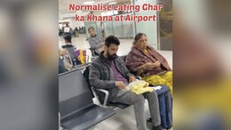 Man Bashes 'Overpriced' Airport Food, Eats Homemade Paratha With Mother At Airport